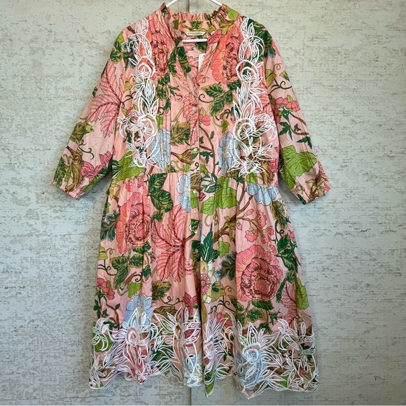 NWT Soft Surroundings Bellicia Embroidered Floral Midi Dress Sz IX 20W Spring - Picture 2 of 16
